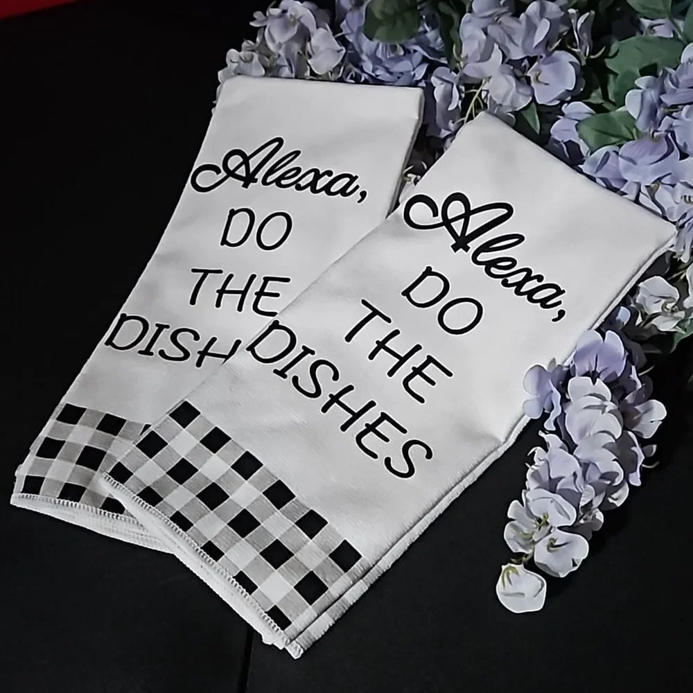 Set of 2 Black & White Kitchen Towels